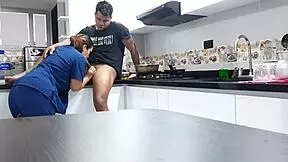 i convinced the blonde latina employee with big tits to fuck in the kitchen