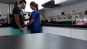 i convinced the blonde latina employee with big tits to fuck in the kitchen