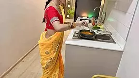 indian big ass wife is really horny while she cooking