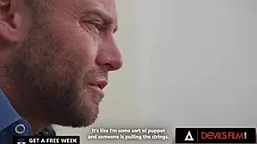 angry man cheats, cums on babysitter's face