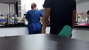 i convinced the blonde latina employee with big tits to fuck in the kitchen