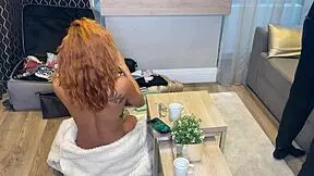 backstage, petite latina and tall brunette teen fuck in threesome