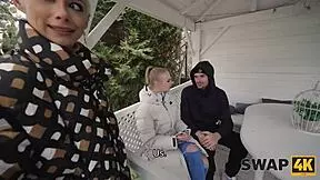 swap4k kinky couple fucks young 18+ girl after feet massage, cuckold boyfriend watches