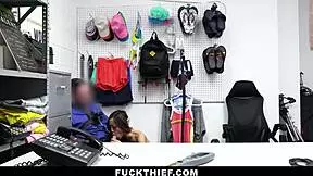 The officer catches the teen stealing and punishes her hard