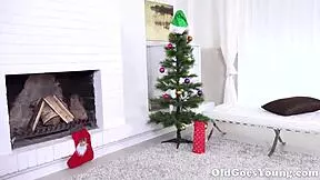 Overwhelmed by old man's expert skills in eating pussy