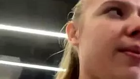 creampie pussy squirting and fingering in public