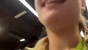 creampie pussy squirting and fingering in public