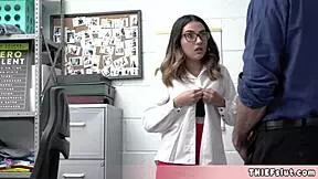 Cute Teen Shoplifter Caught Stealing Lingerie Gets Rough Blowjob and Doggystyle Fuck from Burglar in Mall