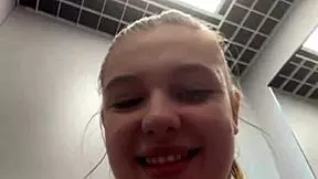 creampie pussy squirting and fingering in public