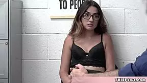 Cute Teen Shoplifter Caught Stealing Lingerie Gets Rough Blowjob and Doggystyle Fuck from Burglar in Mall