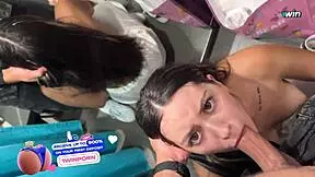 risky sex hard facefuck 24yo beauty in mass market fitting room - eye rolling oral creampie