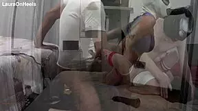 Watch this MILF get throated by a dildo while she's fucked!