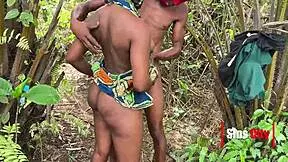a young man seduces and fucks a village girl outdoors in the bush