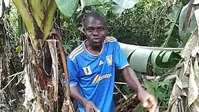 young couple enjoys oiled sex in garden