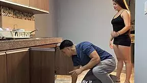 Tiny colombian hires plumber for tight asshole