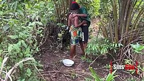 a young man seduces and fucks a village girl outdoors in the bush