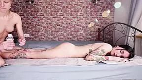 Blonde teen amateur webcam oil massage with skinny lesbian