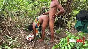 a young man seduces and fucks a village girl outdoors in the bush