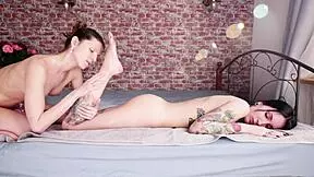 Blonde teen amateur webcam oil massage with skinny lesbian