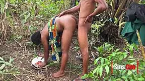 a young man seduces and fucks a village girl outdoors in the bush