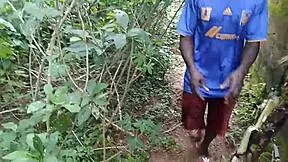 young couple enjoys oiled sex in garden