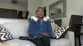 innocent skinny black model whispers, this fake casting is a sex trap
