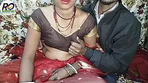 great sex with bhabhi in red saree, squeezing boobs and ass fucking with hindi audio claire vais.