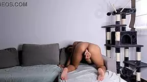 sexy latina teen rides dildo solo in softcore play