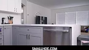 Is the tiny brunette teen stepdaughter getting family fucked by her big dick stepdad, Freya von Doom?