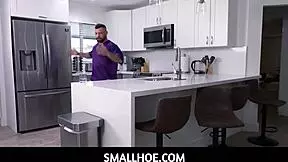 Is the tiny brunette teen stepdaughter getting family fucked by her big dick stepdad, Freya von Doom?