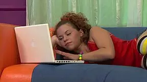 Curly Teen Fingers Clit During Assfucking