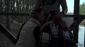 we sucked him together on our vacation - public threesome blowjob