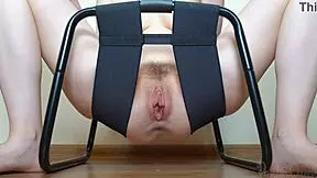 Hot teen gets so excited her big hairy pussy drips with juices.