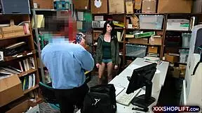 The teen shoplifter, caught in the act at the shop, proposes a blowjob and fucking to avoid trouble