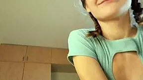 cute petite 18+ babe jerks off with her feet and sucking and licking hard huge dick pov hot blowjob at home.
