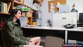 The teen shoplifter, caught in the act at the shop, proposes a blowjob and fucking to avoid trouble