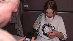 Teen Has Unexpected Sex On The Train With Wet T-Shirt And Public Exposure