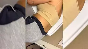 Asian woman handles laundry room activity