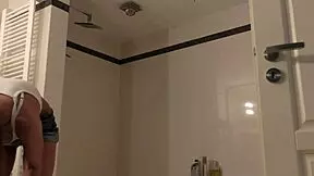 bathroom voyeur catches petite teen with small tits in sexy homemade fantasy