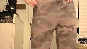 Tiny amateur tries a giant dildo ride in her tight space, reaching climax and soaking panties.