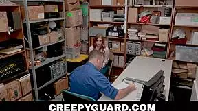 Big-ass Skylar kneels and intensely sucks the LP officer's cock in the creepy guard scenario.