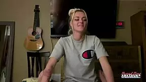 Skinny blonde cutie sassy sucks a cock