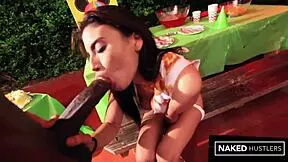 Little Horny Mexican Latina Gets Her Pussy Beat by Monster Cock