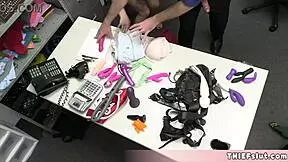 Cute Brunette Caught With Sextoys, Mall Cop Takes Turn