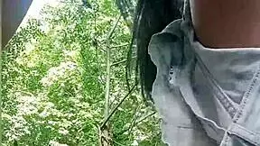 masturbating in river, voyeur watching?