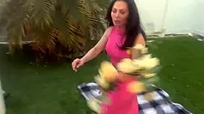 step family enjoying sexy picnic together