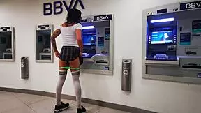 Trans woman flashes on the cablebus exhibit.