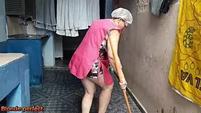 Latina maid catches boss masturbating and offers relief