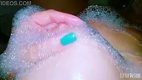 Girl with small tits loves touching herself in the bath, homemade groping