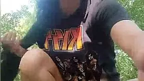 masturbating in river, voyeur watching?